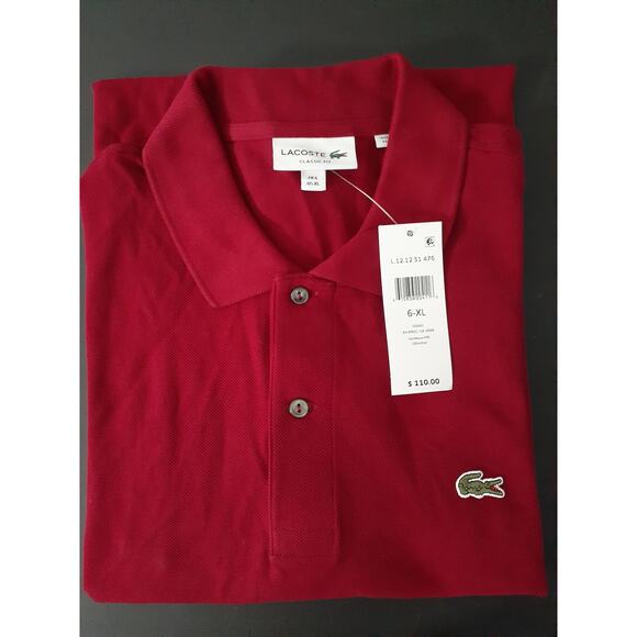 Lacoste Men's Short Sleeve Classic Chine Polo Shirt Bordeaux Red, XL - Picture 2 of 3